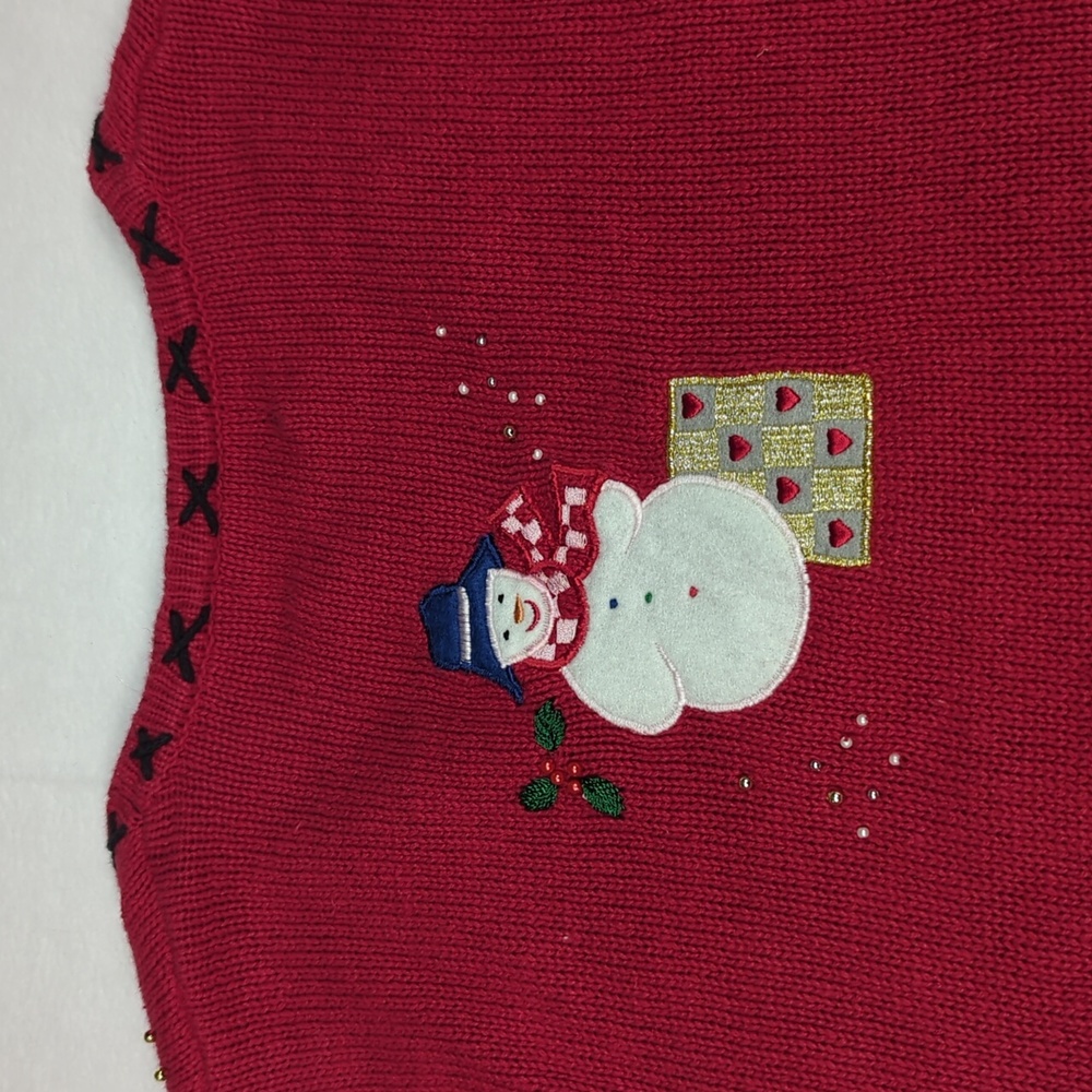 Designers Originals Studio Christmas Red Full Zip Sweater Vest Women's Size 2X - Picture 5 of 5